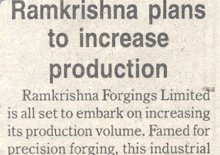Ramkrishna plans to increase production, Economic Times (New Delhi)